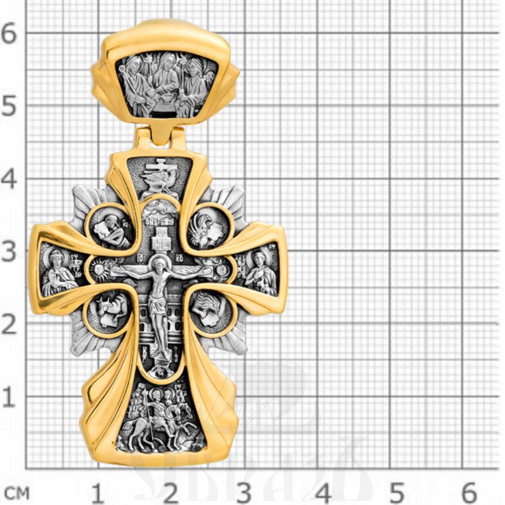 крест «распятие. преподобный илья муромец», серебро 925 проба с золочением (арт. 101.227-1)