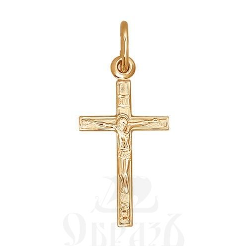 золотой четырехконечный крест с молитвой "спаси и сохрани" (sokolov 120089), 585 проба красного цвета