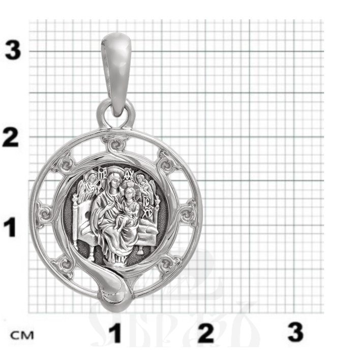 образок «икона божией матери «всецарица», золото 585 проба белое (арт. 202.245-3)