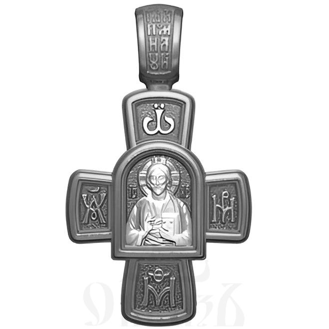 крест с образом господь вседержитель и икона божией матери семистрельная, серебро 925 проба с родированием (арт. 17.010р)